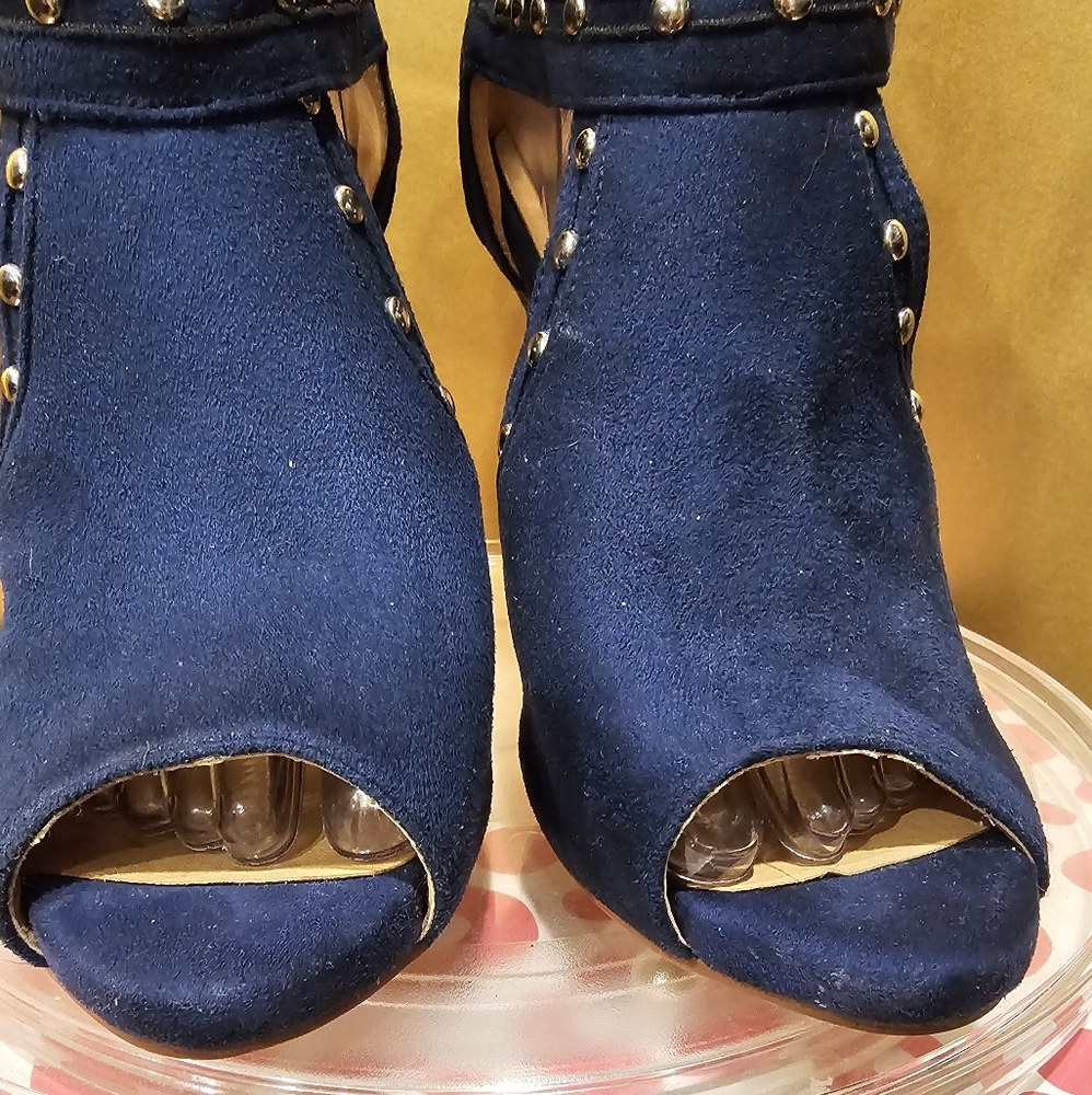 K XYD Peep Toe Ankle Bootie High Heels Buckled Double Straps Cutout Shoes - Picture 8 of 13